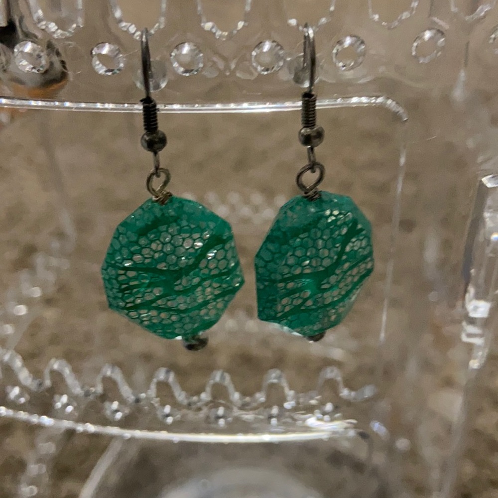 Green and clear Plastic earrings